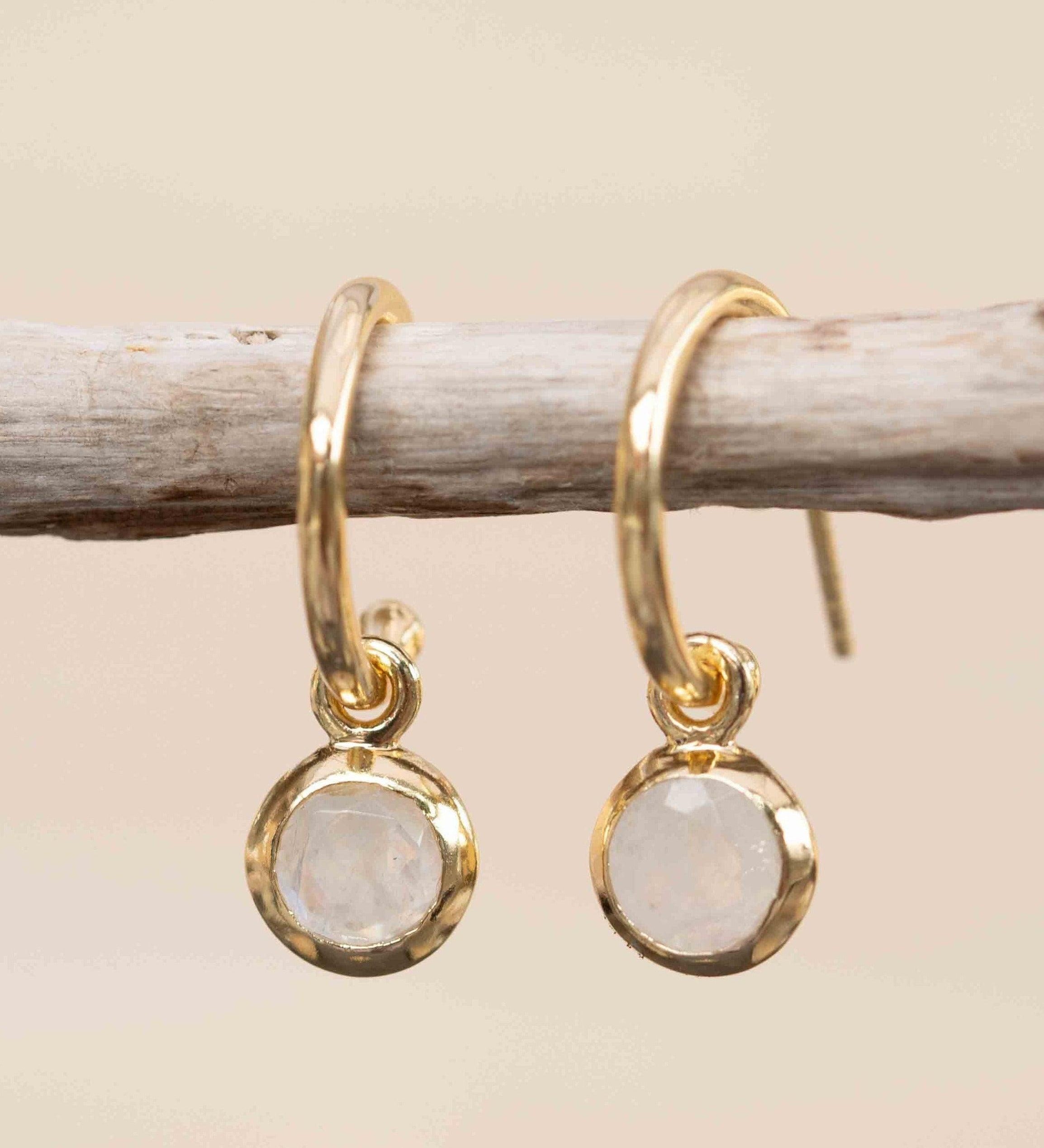 Moonstone Earrings ~ Stud ~ Jewelry ~ 18k Gold Plated ~ Natural ~ Minimalist Everyday ~ Gift for Her ~ Boho ~ Hippie ~ ME201