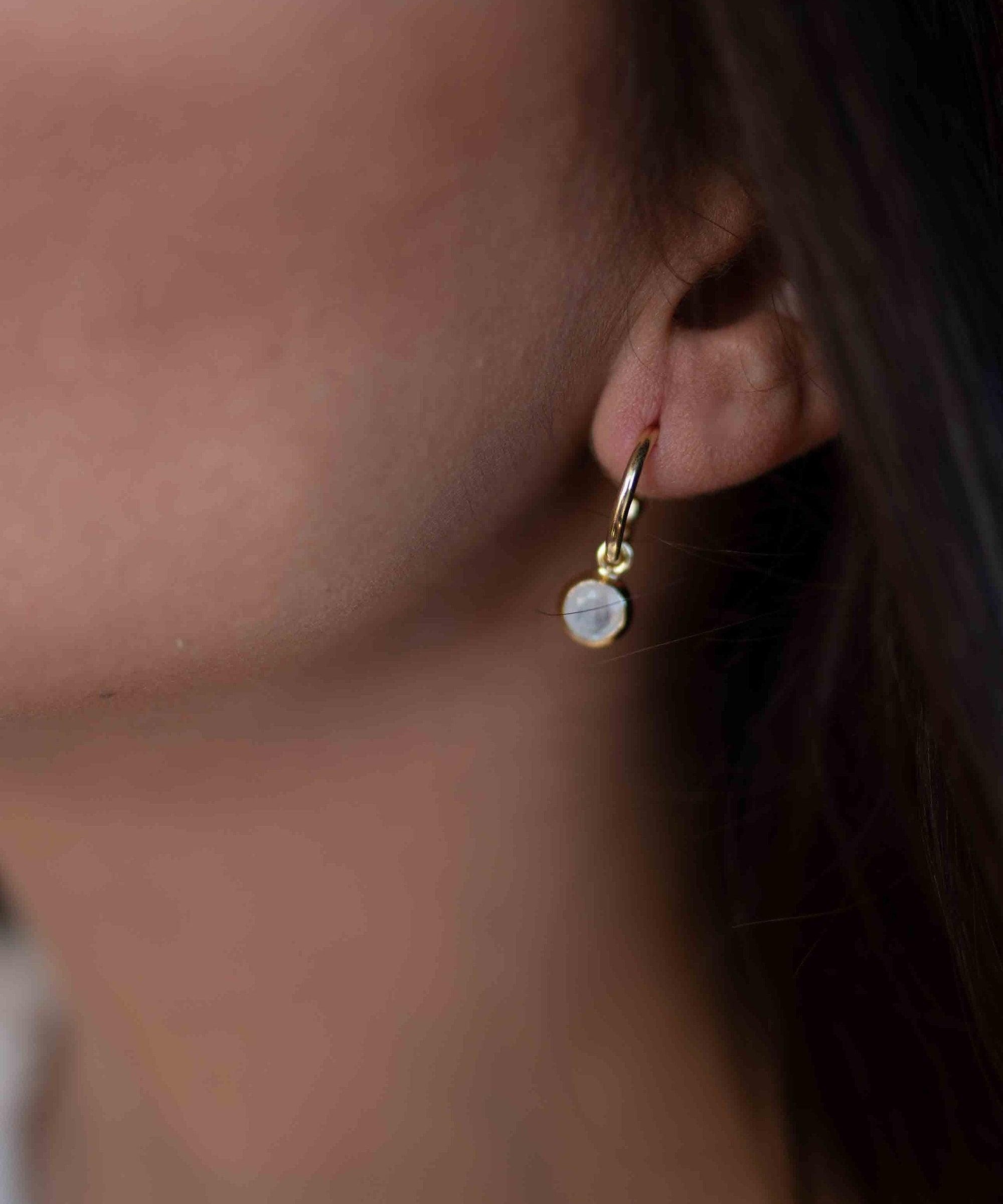 Moonstone Earrings ~ Stud ~ Jewelry ~ 18k Gold Plated ~ Natural ~ Minimalist Everyday ~ Gift for Her ~ Boho ~ Hippie ~ ME201