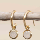 Moonstone Earrings ~ Stud ~ Jewelry ~ 18k Gold Plated ~ Natural ~ Minimalist Everyday ~ Gift for Her ~ Boho ~ Hippie ~ ME201