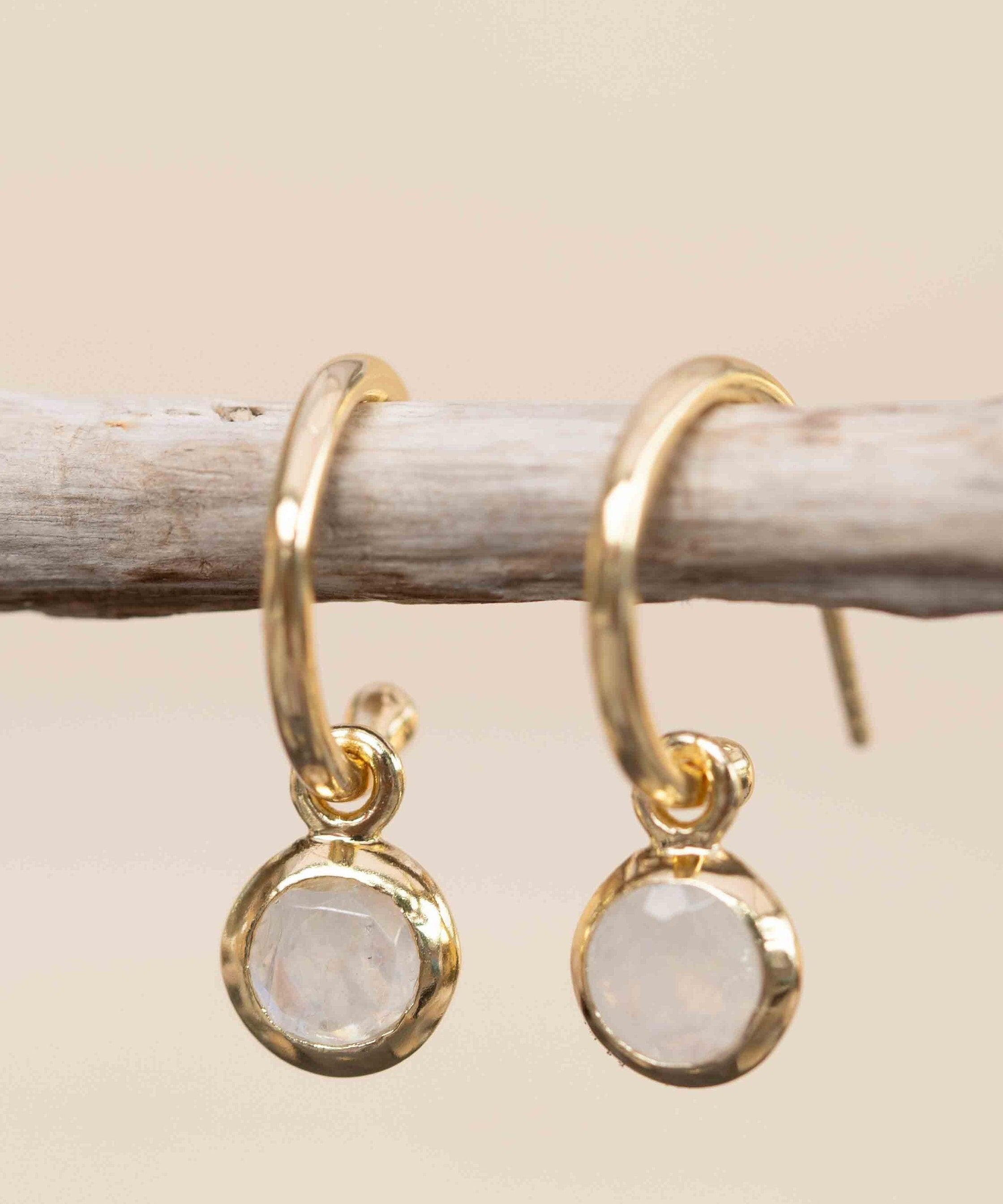 Moonstone Earrings ~ Stud ~ Jewelry ~ 18k Gold Plated ~ Natural ~ Minimalist Everyday ~ Gift for Her ~ Boho ~ Hippie ~ ME201