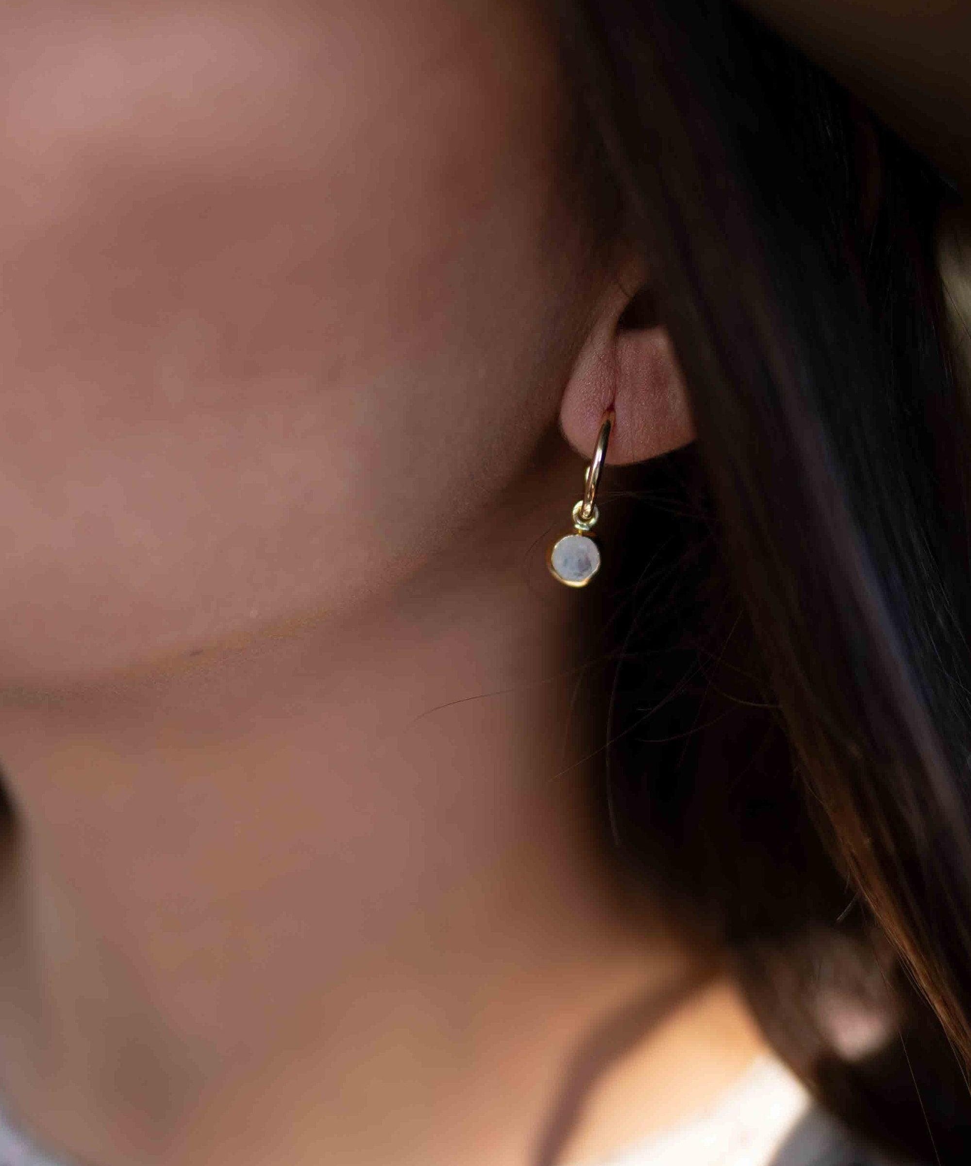 Moonstone Earrings ~ Stud ~ Jewelry ~ 18k Gold Plated ~ Natural ~ Minimalist Everyday ~ Gift for Her ~ Boho ~ Hippie ~ ME201