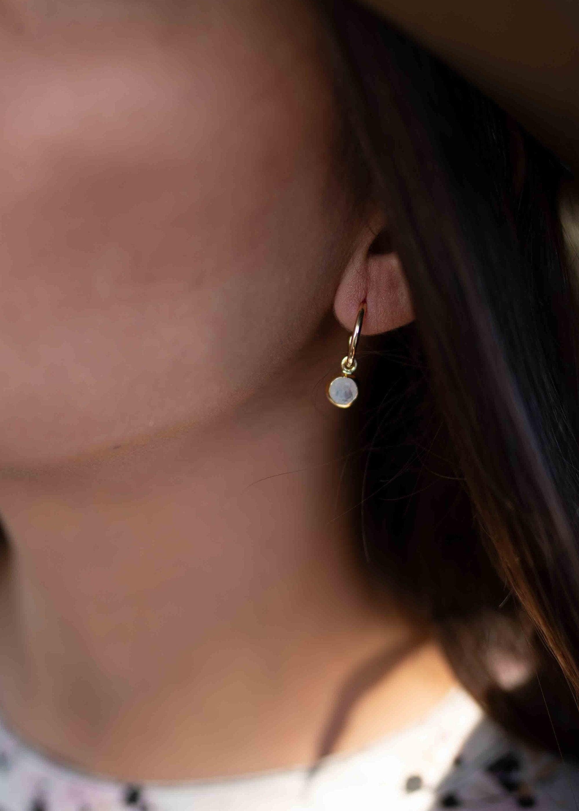 Moonstone Earrings ~ Stud ~ Jewelry ~ 18k Gold Plated ~ Natural ~ Minimalist Everyday ~ Gift for Her ~ Boho ~ Hippie ~ ME201
