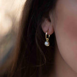 Pearl Earrings ~ Stud ~ Jewelry ~ 18k Gold Plated ~ Natural ~ Minimalist Everyday ~ Gift for Her ~ Boho ~ Hippie ~ ME204