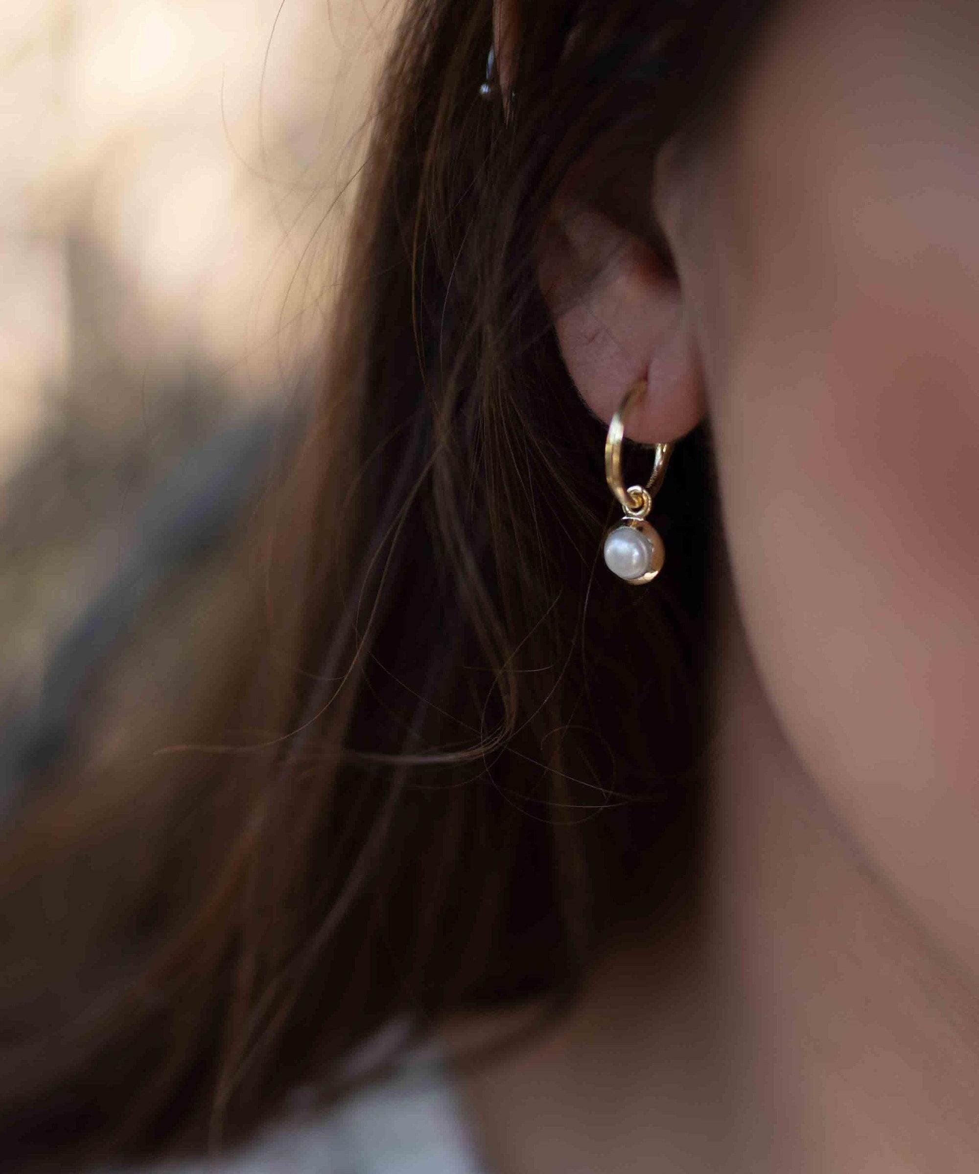 Pearl Earrings ~ Stud ~ Jewelry ~ 18k Gold Plated ~ Natural ~ Minimalist Everyday ~ Gift for Her ~ Boho ~ Hippie ~ ME204