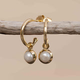 Pearl Earrings ~ Stud ~ Jewelry ~ 18k Gold Plated ~ Natural ~ Minimalist Everyday ~ Gift for Her ~ Boho ~ Hippie ~ ME204