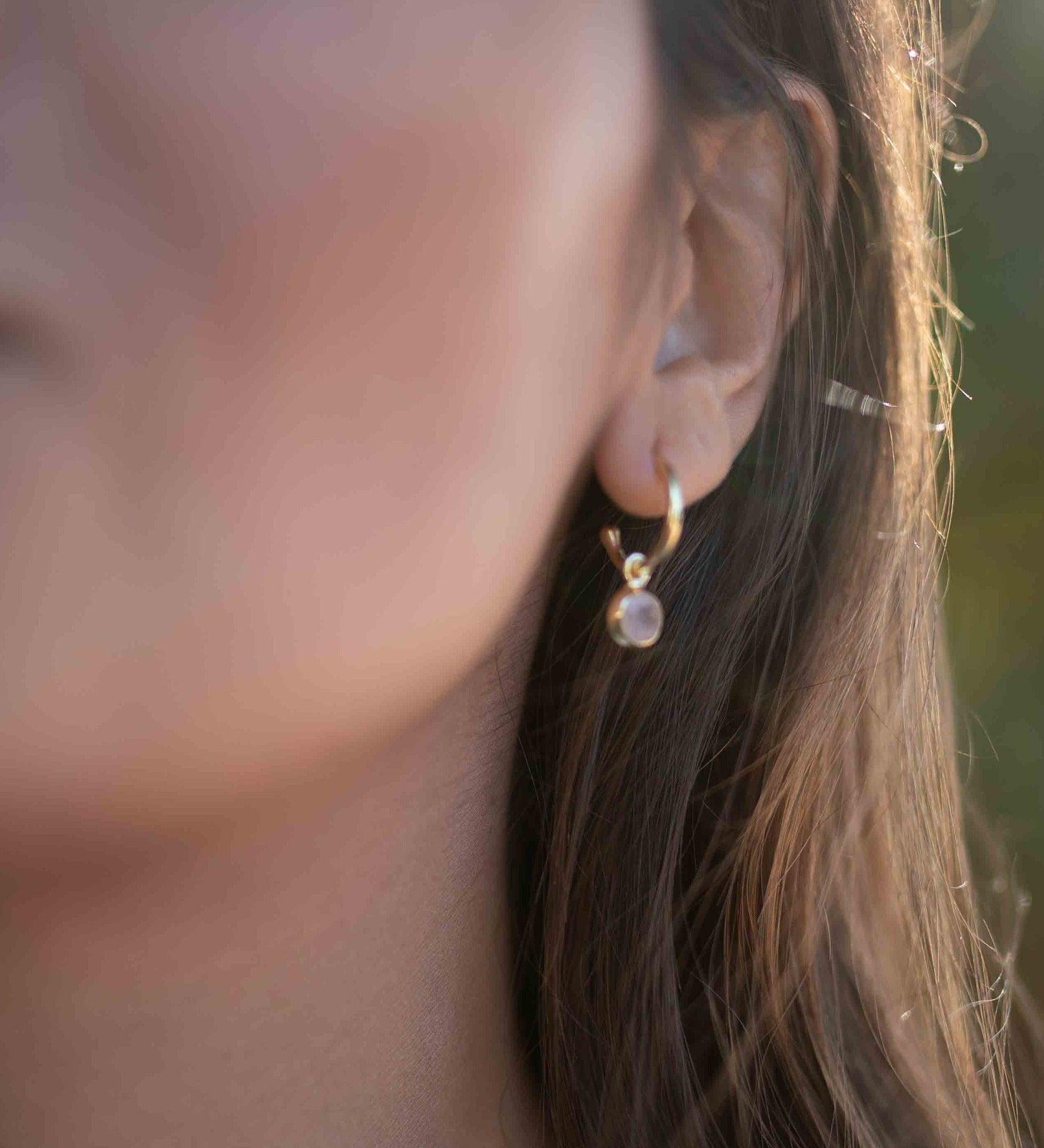 Rose Quartz Earrings ~ Stud ~ Jewelry ~ 18k Gold Plated ~ Natural ~ Minimalist Everyday ~ Gift for Her ~ Boho ~ Hippie ~ ME205
