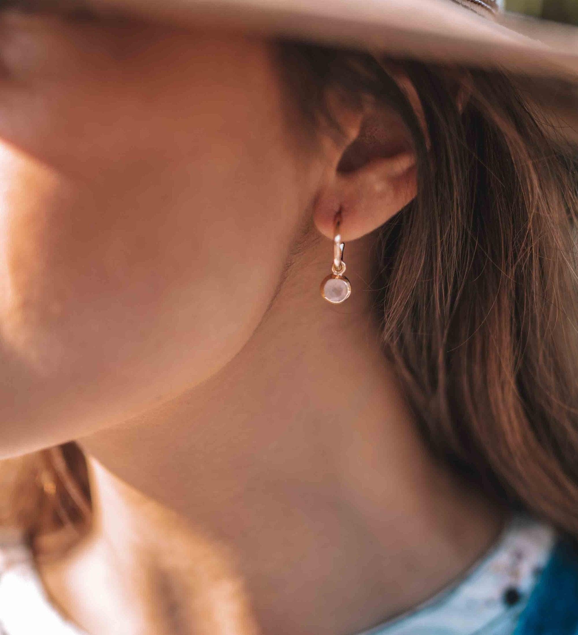 Rose Quartz Earrings ~ Stud ~ Jewelry ~ 18k Gold Plated ~ Natural ~ Minimalist Everyday ~ Gift for Her ~ Boho ~ Hippie ~ ME205