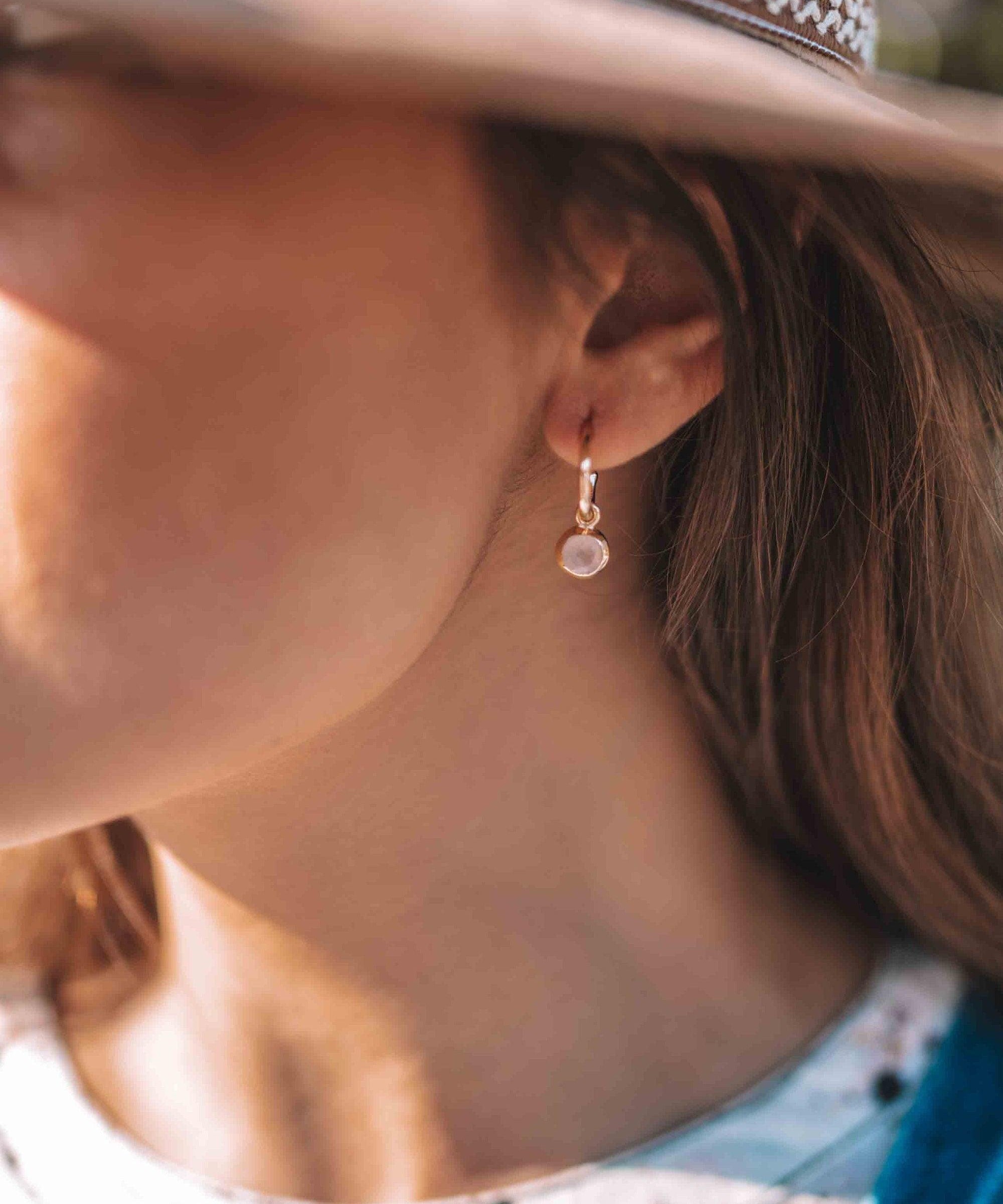 Rose Quartz Earrings ~ Stud ~ Jewelry ~ 18k Gold Plated ~ Natural ~ Minimalist Everyday ~ Gift for Her ~ Boho ~ Hippie ~ ME205