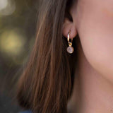 Rose Quartz Earrings ~ Stud ~ Jewelry ~ 18k Gold Plated ~ Natural ~ Minimalist Everyday ~ Gift for Her ~ Boho ~ Hippie ~ ME205