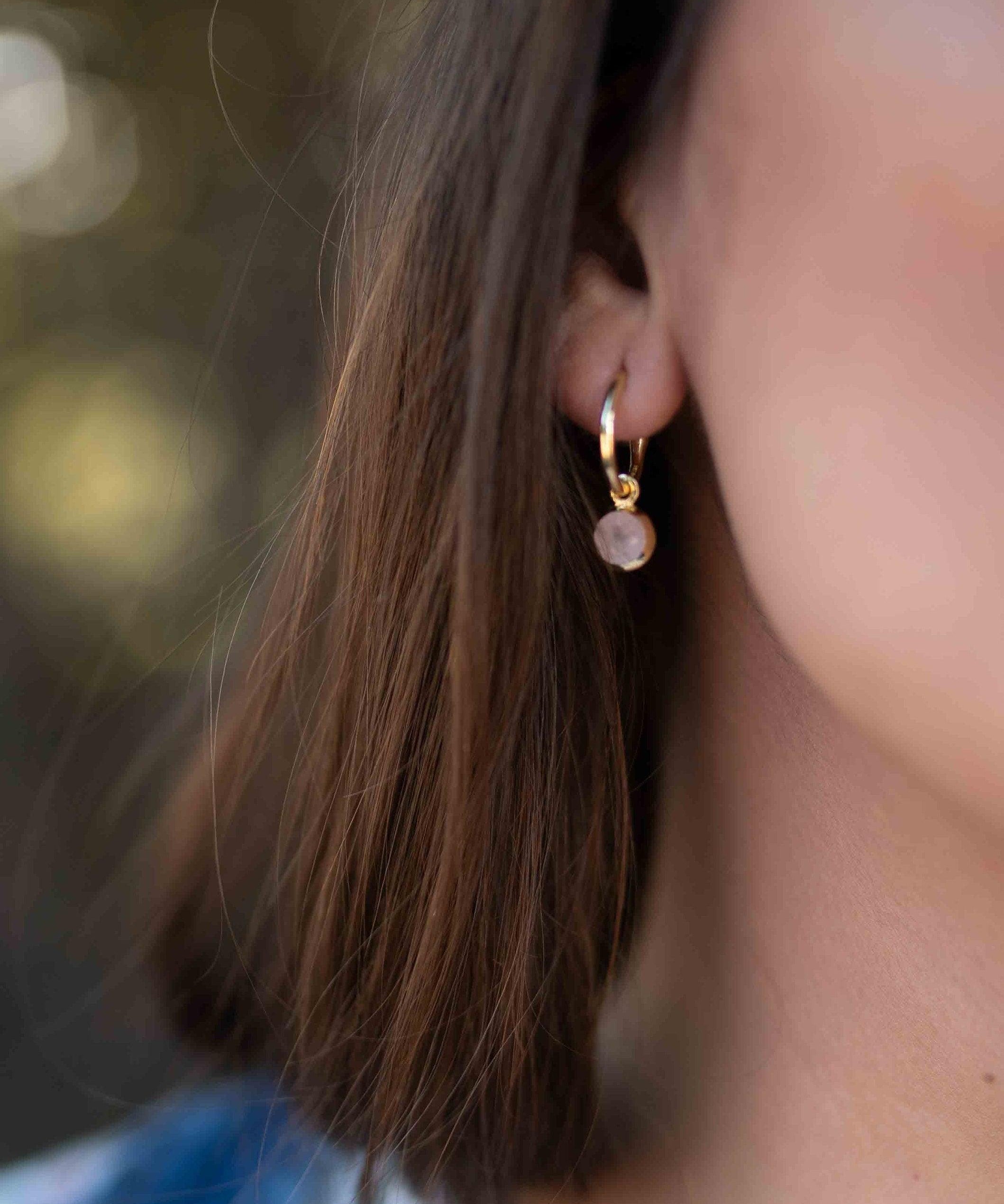 Rose Quartz Earrings ~ Stud ~ Jewelry ~ 18k Gold Plated ~ Natural ~ Minimalist Everyday ~ Gift for Her ~ Boho ~ Hippie ~ ME205