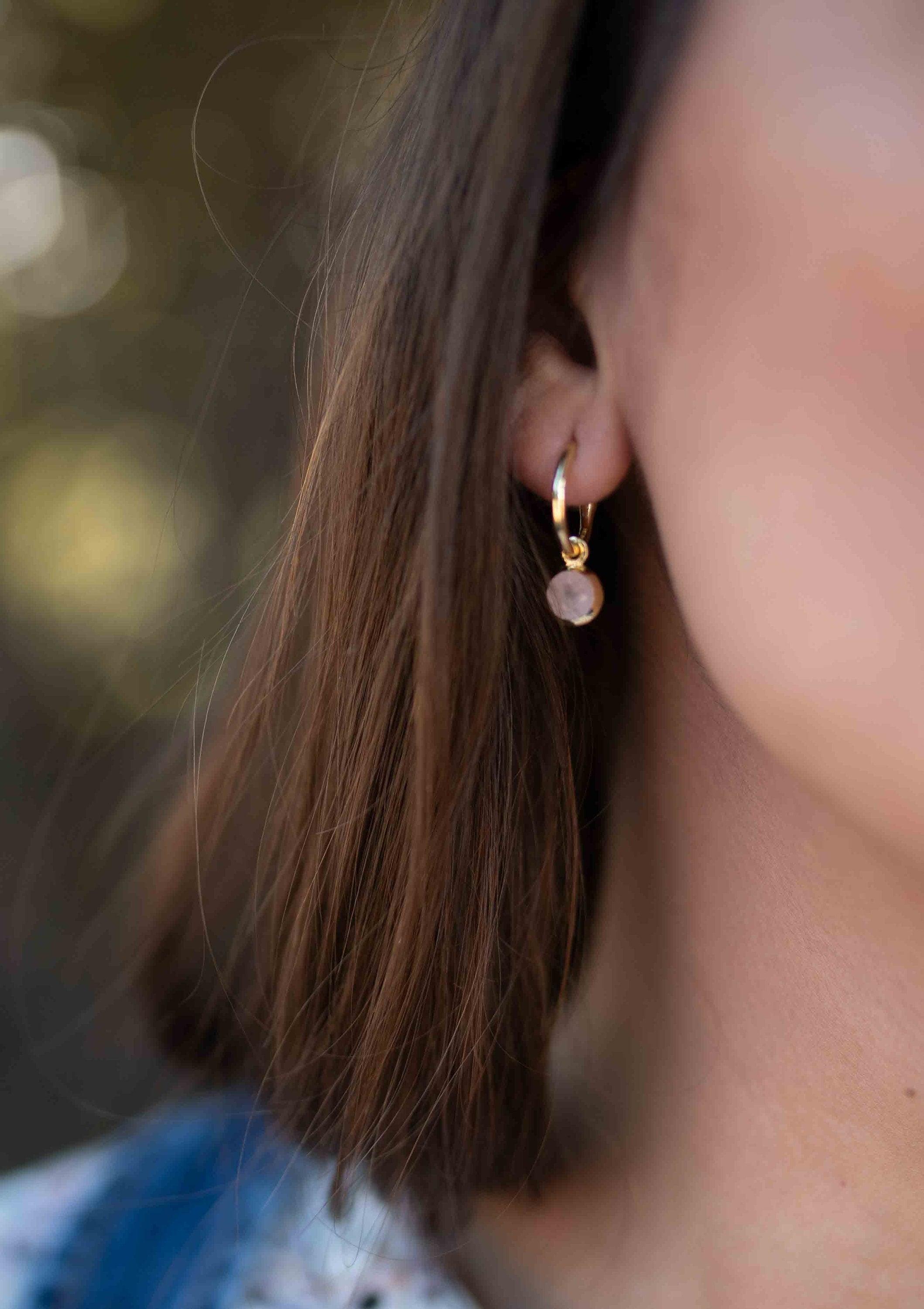 Rose Quartz Earrings ~ Stud ~ Jewelry ~ 18k Gold Plated ~ Natural ~ Minimalist Everyday ~ Gift for Her ~ Boho ~ Hippie ~ ME205