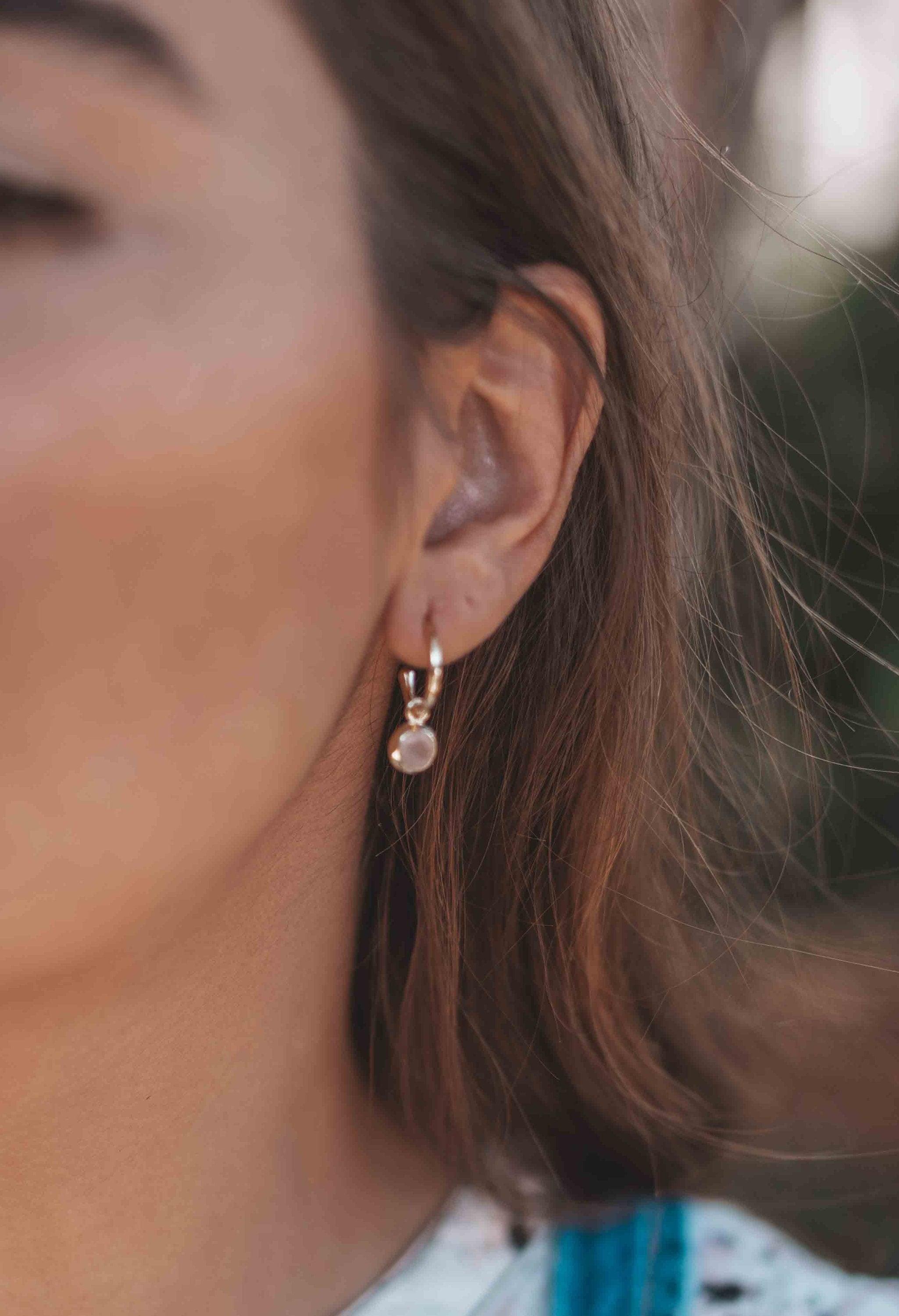 Rose Quartz Earrings ~ Stud ~ Jewelry ~ 18k Gold Plated ~ Natural ~ Minimalist Everyday ~ Gift for Her ~ Boho ~ Hippie ~ ME205