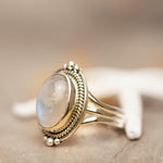 Moonstone ~ Sterling Silver 925 ~ Handmade ~ Gemstone ~ Statement ~ Everyday ~  Oval stone ~ Hippie ~Bohemian~June Birthstone MR263