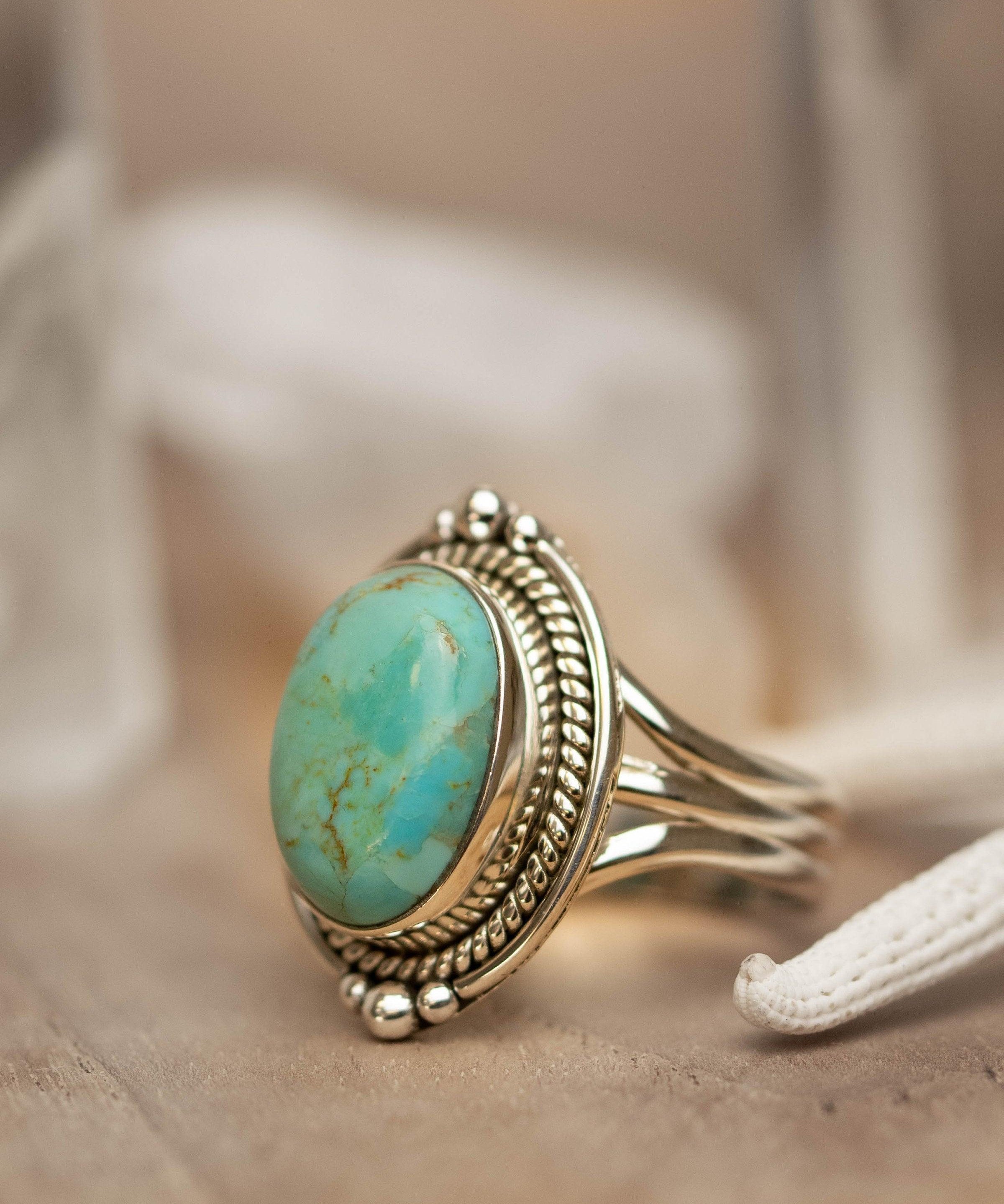 Turquoise Ring ~ Sterling Silver 925 ~ Handmade ~ Statement ~ Hippie ~ Bohemian ~ Jewelry ~Gift For Her ~Gemstone~December Birthstone~ MR262