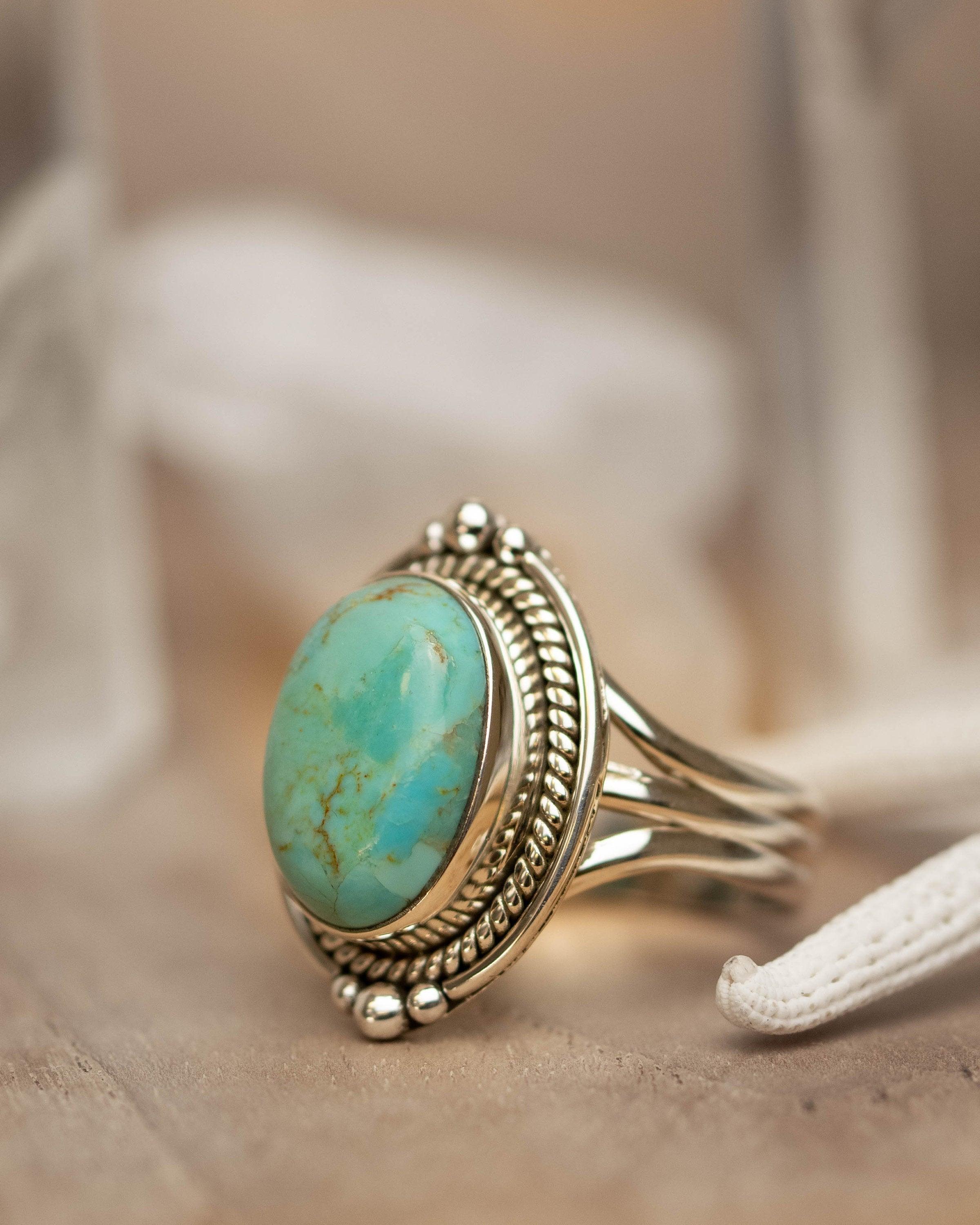 Turquoise Ring ~ Sterling Silver 925 ~ Handmade ~ Statement ~ Hippie ~ Bohemian ~ Jewelry ~Gift For Her ~Gemstone~December Birthstone~ MR262