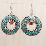 Karen Turquoise Tibetan Earrings ~German Silver ~ SME052 - Maresia Jewelry