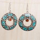 Karen Turquoise Tibetan Earrings ~German Silver ~ SME052 - Maresia Jewelry