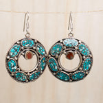 Karen Turquoise Tibetan Earrings ~German Silver ~ SME052 - Maresia Jewelry