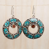 Karen Turquoise Tibetan Earrings ~German Silver ~ SME052 - Maresia Jewelry