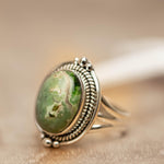 Varisite Oval Ring ~ Gemstone ~ Natural ~ Sterling Silver 925 ~ Jewelry ~ Handmade~ Green stone ~ MR260