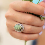 Varisite Oval Ring ~ Gemstone ~ Natural ~ Sterling Silver 925 ~ Jewelry ~ Handmade~ Green stone ~ MR260