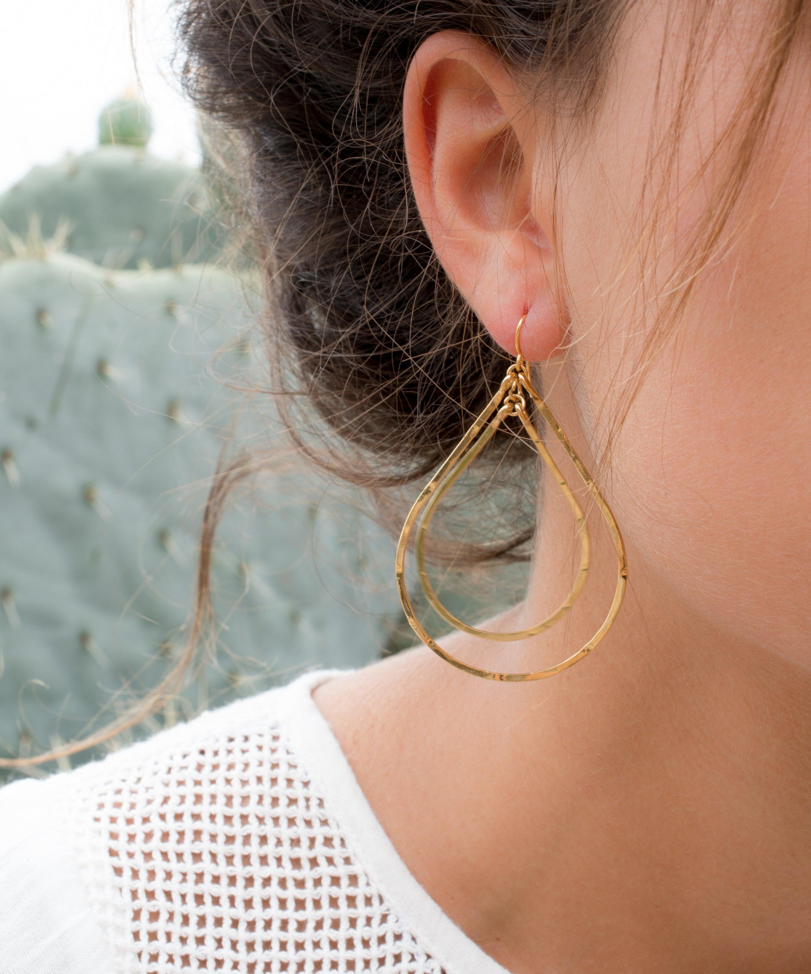 Karla Double Tear Drop Earrings ~Gold Plated or Silver Plated ~ SME014 - Maresia Jewelry