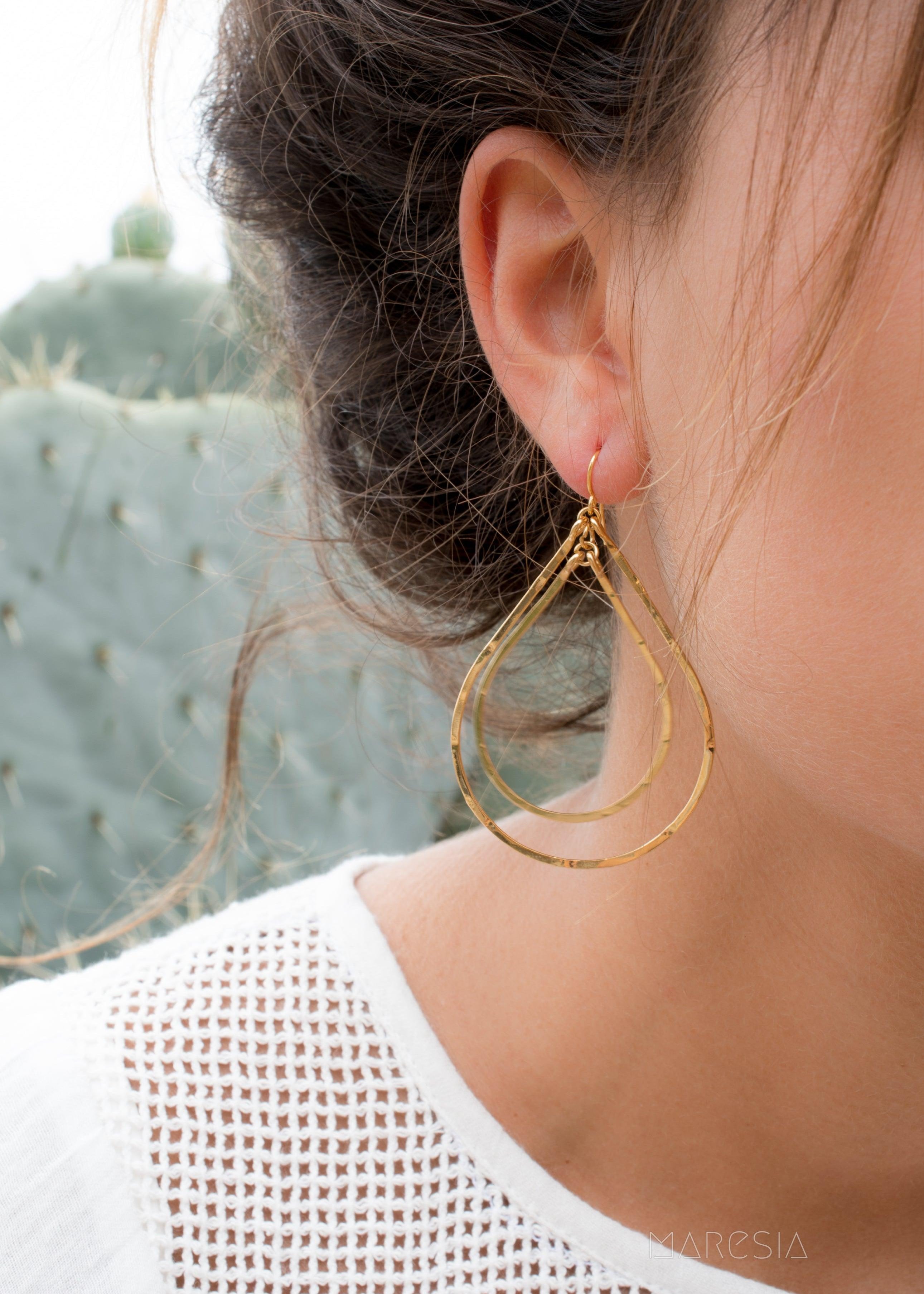 Karla Double Tear Drop Earrings ~Gold Plated or Silver Plated ~ SME014 - Maresia Jewelry