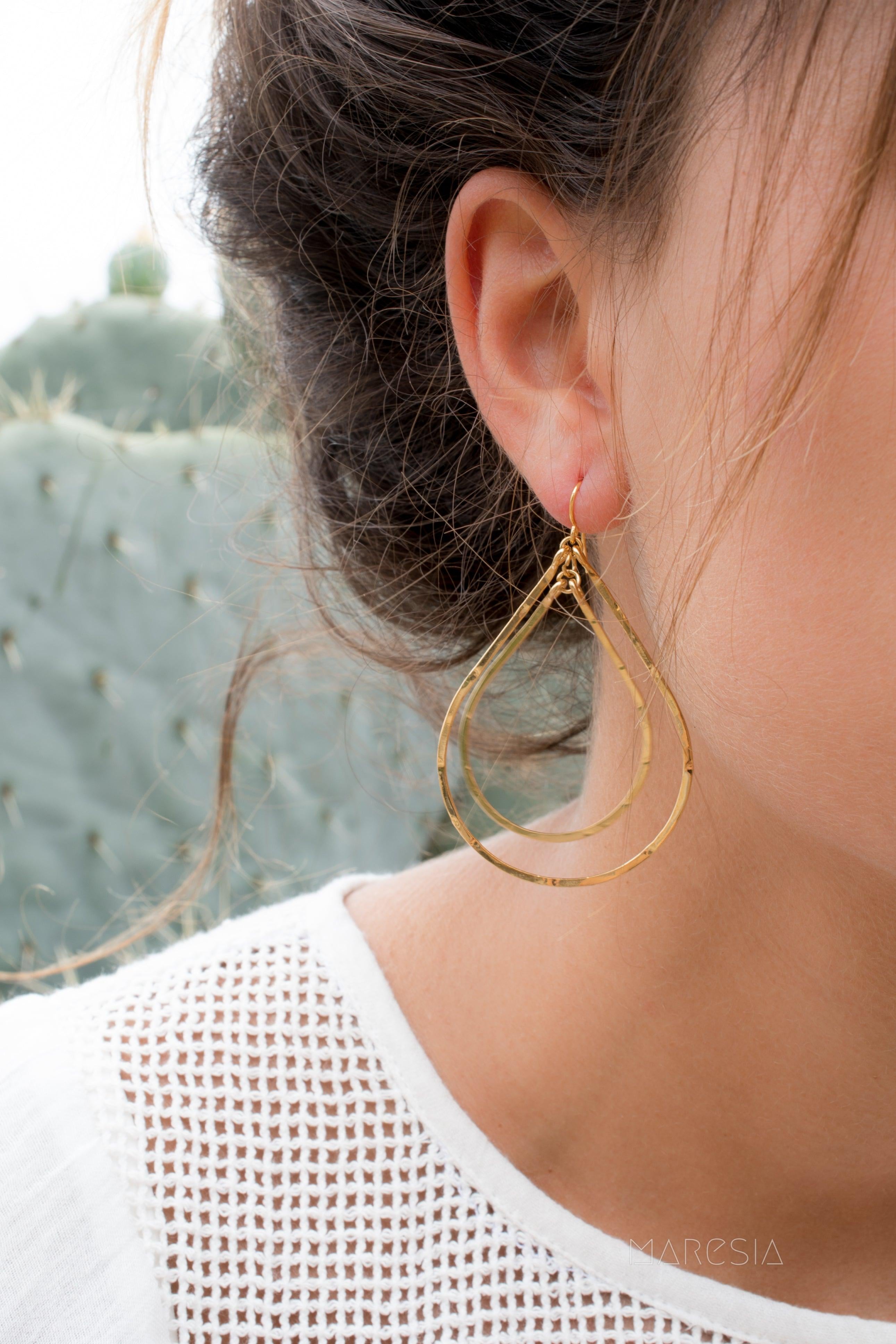 Karla Double Tear Drop Earrings ~Gold Plated or Silver Plated ~ SME014 - Maresia Jewelry