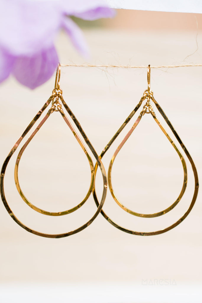 Karla Double Tear Drop Earrings ~Gold Plated or Silver Plated ~ SME014 - Maresia Jewelry