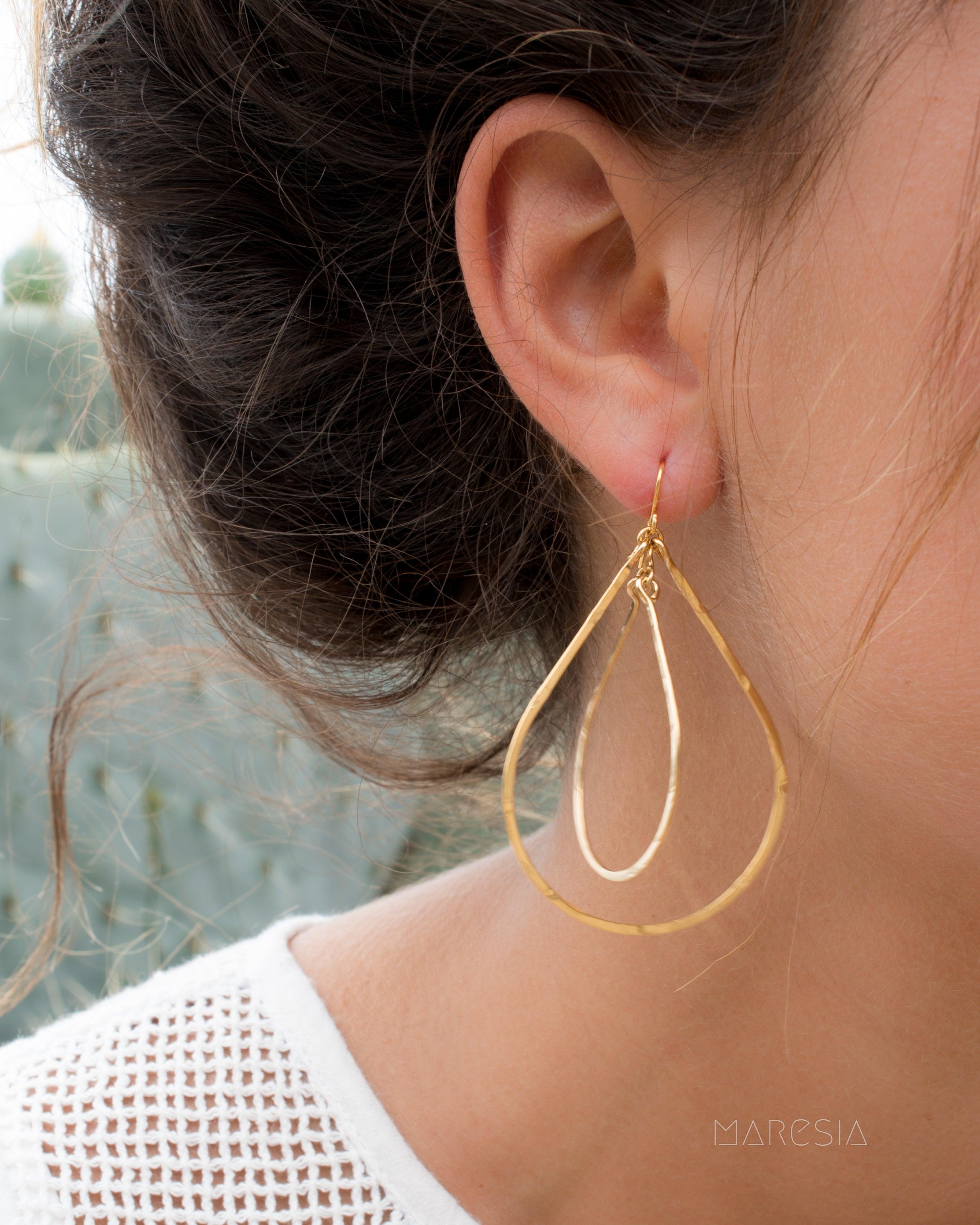 Karla Double Tear Drop Earrings ~Gold Plated or Silver Plated ~ SME014 - Maresia Jewelry