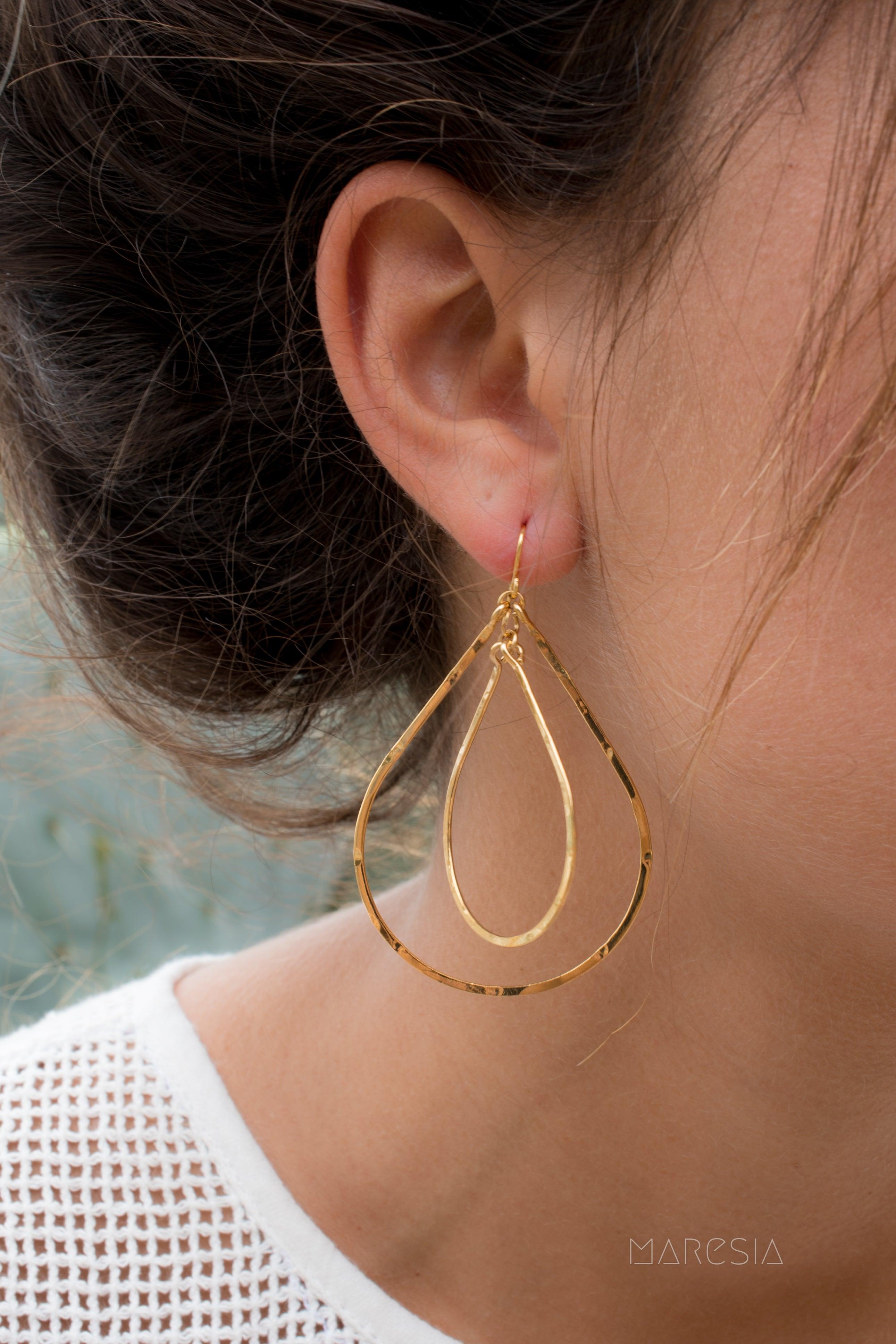 Karla Double Tear Drop Earrings ~Gold Plated or Silver Plated ~ SME014 - Maresia Jewelry