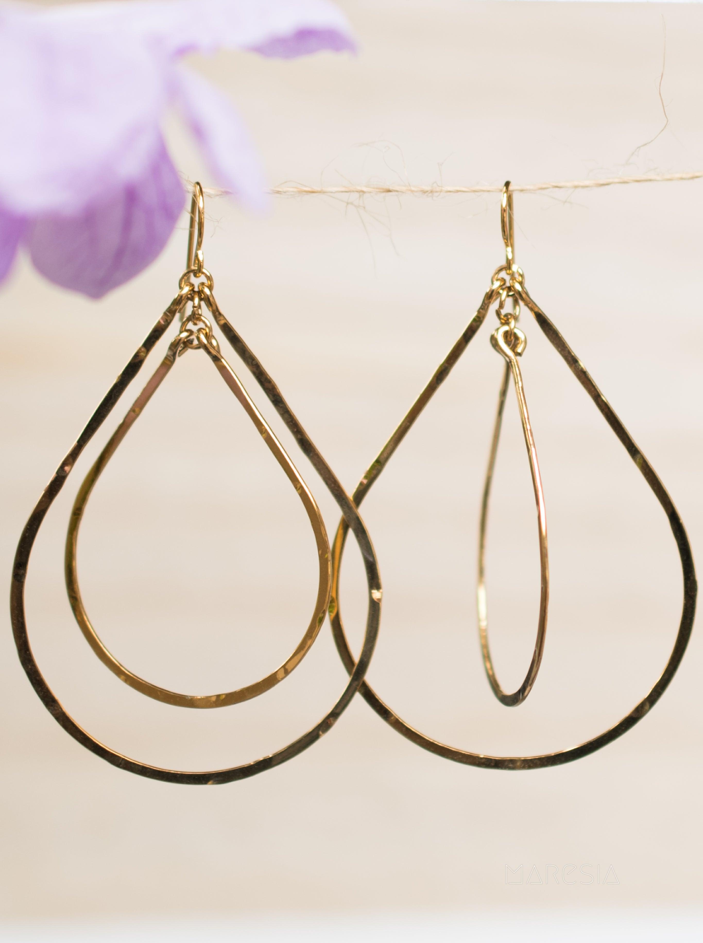 Karla Double Tear Drop Earrings ~Gold Plated or Silver Plated ~ SME014 - Maresia Jewelry