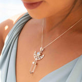 Moonstone & Crystal Clear quartz Pendant ~Half moon ~ Sterling Silver 925  ~ Delicate ~ Bohemian ~  Charm ~ MN079
