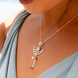Moonstone & Crystal Clear quartz Pendant ~Half moon ~ Sterling Silver 925  ~ Delicate ~ Bohemian ~  Charm ~ MN079