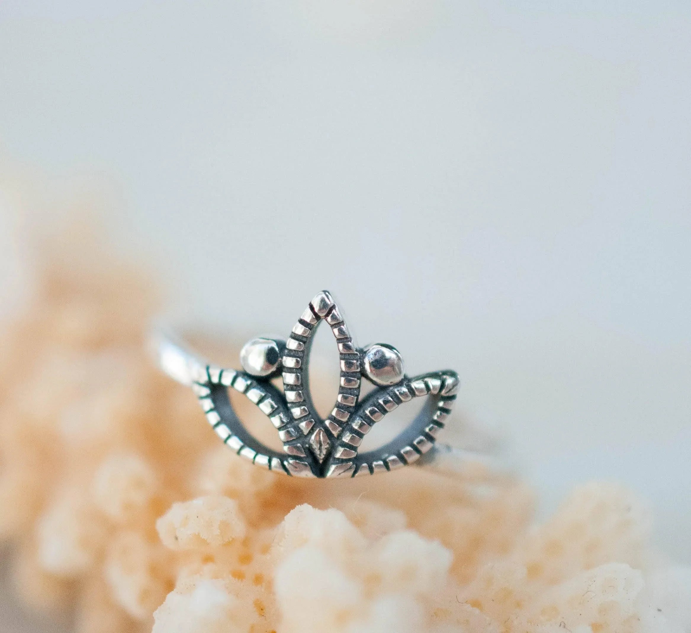 La Jolla Lotus Flower Ring ~ Sterling Silver 925~SMR004 - Maresia Jewelry