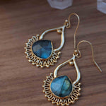 Labradorite 18k Gold Plated Earrings ~ Gemstone ~ Dangle Earrings ~ Boho design~ Handmade ~ Jewelry ~ Gift for her ~ ME186