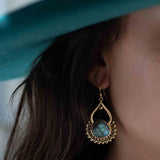 Labradorite 18k Gold Plated Earrings ~ Gemstone ~ Dangle Earrings ~ Boho design~ Handmade ~ Jewelry ~ Gift for her ~ ME186