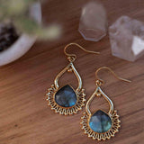 Labradorite 18k Gold Plated Earrings ~ Gemstone ~ Dangle Earrings ~ Boho design~ Handmade ~ Jewelry ~ Gift for her ~ ME186