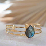 Labradorite Adjustable Bracelet ~ Gold Plated 18k ~ Handmade ~Statement  Hippie ~Bohemian ~Jewelry ~Gift For Her ~Gemstone ~Body MB046