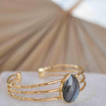 Labradorite Adjustable Bracelet ~ Gold Plated 18k ~ Handmade ~Statement  Hippie ~Bohemian ~Jewelry ~Gift For Her ~Gemstone ~Body MB046