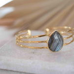 Labradorite Adjustable Bracelet ~ Gold Plated 18k ~ Handmade ~Statement  Hippie ~Bohemian ~Jewelry ~Gift For Her ~Gemstone ~Body MB046