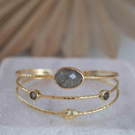 Labradorite Adjustable Bracelet ~ Gold Plated 18k ~ Handmade ~Statement  Hippie ~Bohemian ~Jewelry ~Gift For Her ~Gemstone ~Body MB050