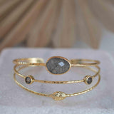 Labradorite Adjustable Bracelet ~ Gold Plated 18k ~ Handmade ~Statement  Hippie ~Bohemian ~Jewelry ~Gift For Her ~Gemstone ~Body MB050