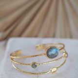 Labradorite Adjustable Bracelet ~ Gold Plated 18k ~ Handmade ~Statement  Hippie ~Bohemian ~Jewelry ~Gift For Her ~Gemstone ~Body MB050