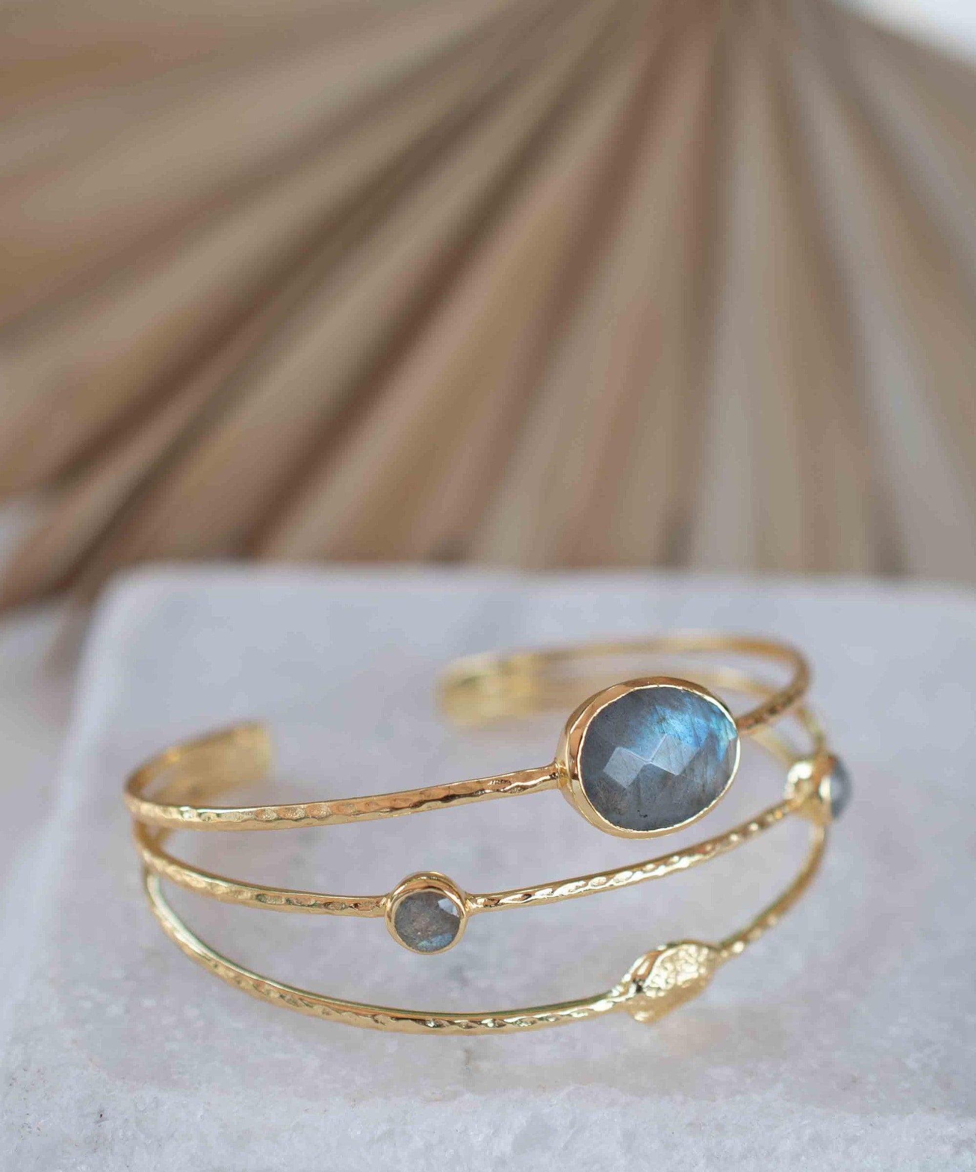 Labradorite Adjustable Bracelet ~ Gold Plated 18k ~ Handmade ~Statement  Hippie ~Bohemian ~Jewelry ~Gift For Her ~Gemstone ~Body MB050