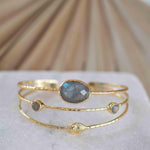 Labradorite Adjustable Bracelet ~ Gold Plated 18k ~ Handmade ~Statement  Hippie ~Bohemian ~Jewelry ~Gift For Her ~Gemstone ~Body MB050