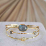 Labradorite Adjustable Bracelet ~ Gold Plated 18k ~ Handmade ~Statement  Hippie ~Bohemian ~Jewelry ~Gift For Her ~Gemstone ~Body MB050