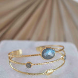 Labradorite Adjustable Bracelet ~ Gold Plated 18k ~ Handmade ~Statement  Hippie ~Bohemian ~Jewelry ~Gift For Her ~Gemstone ~Body MB050