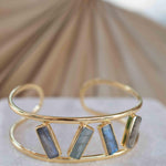 Labradorite Adjustable Bracelet ~ Gold Plated 18k ~ Handmade ~Statement  Hippie ~Bohemian ~Jewelry ~Gift For Her ~Gemstone ~Body ~ MB054