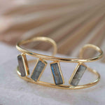 Labradorite Adjustable Bracelet ~ Gold Plated 18k ~ Handmade ~Statement  Hippie ~Bohemian ~Jewelry ~Gift For Her ~Gemstone ~Body ~ MB054